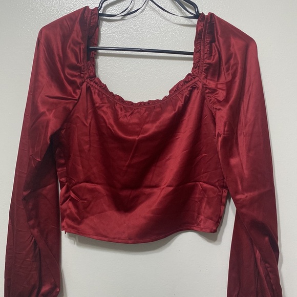 Red Silk Top - Picture 3 of 3